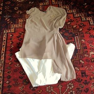 Basically Me asymmetrical tan top shirt blouse…Women’s size Medium